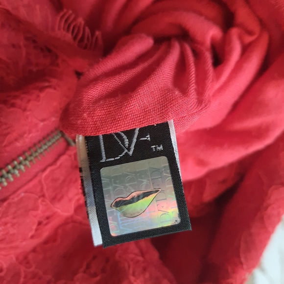 Diane Von Furstenburg Size 10 RED Lace Over Mini Flapper Style Zipper Back Dress - Picture 7 of 8